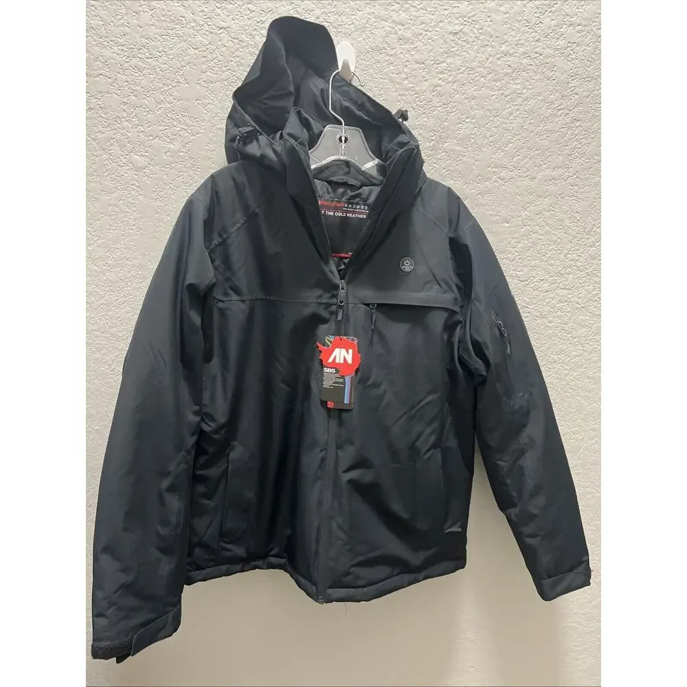 ANTARCTICA GEAR Heated Sz Large Black Snow Jacket Ski + 12V/16000mAh Battery